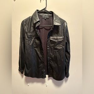 Faux leather jacket/flannel